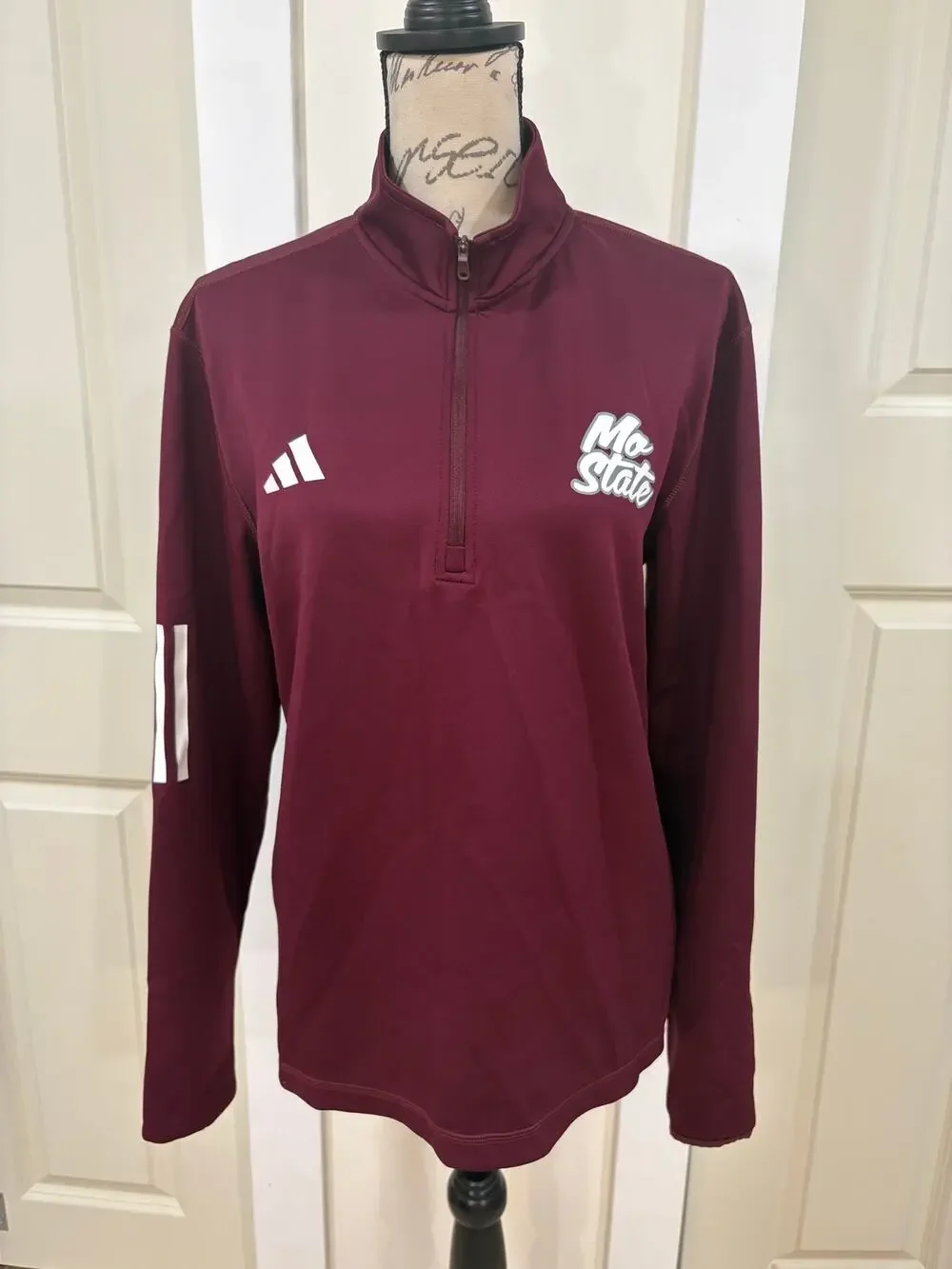 MO State Adidas Burgundy Quarter Zip Athletic Shirt Jacket